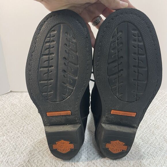 Harley Davidson Womens 8M Black Harness Leather Chunky Strap Studded Biker Boots - Picture 12 of 13